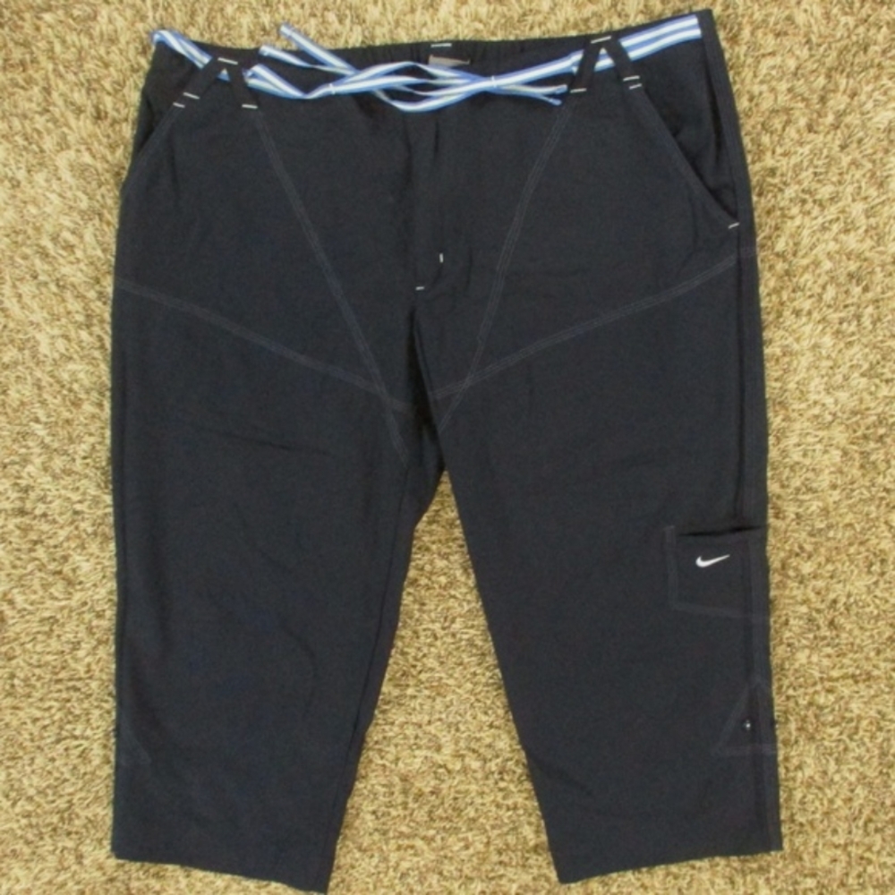 Nike Vintage Y2K‎ Capri Pants Women's XL Navy Blue Golf Utility Cropped